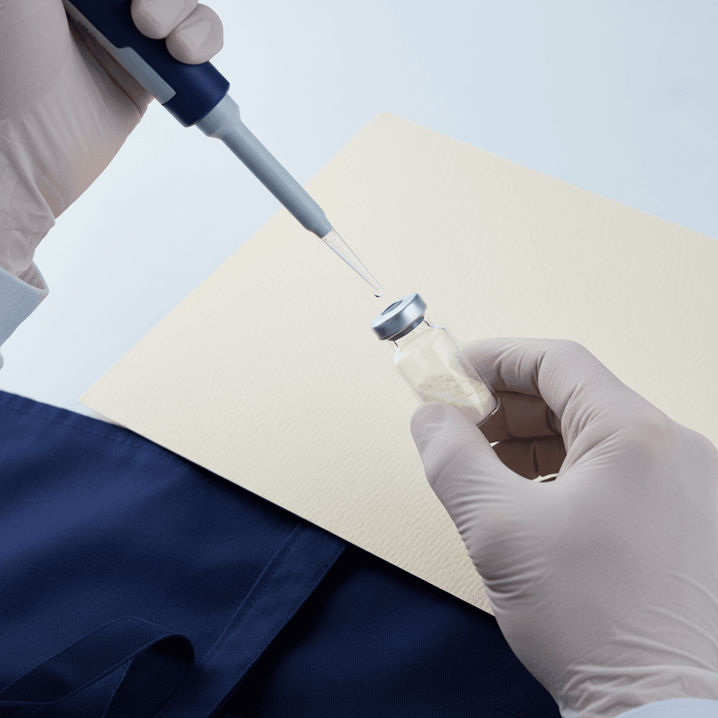 Chercheur préparant une reconstitution peptidique